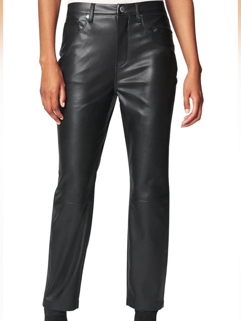 Blank NYC Black Faux Leather Straight Leg Pants